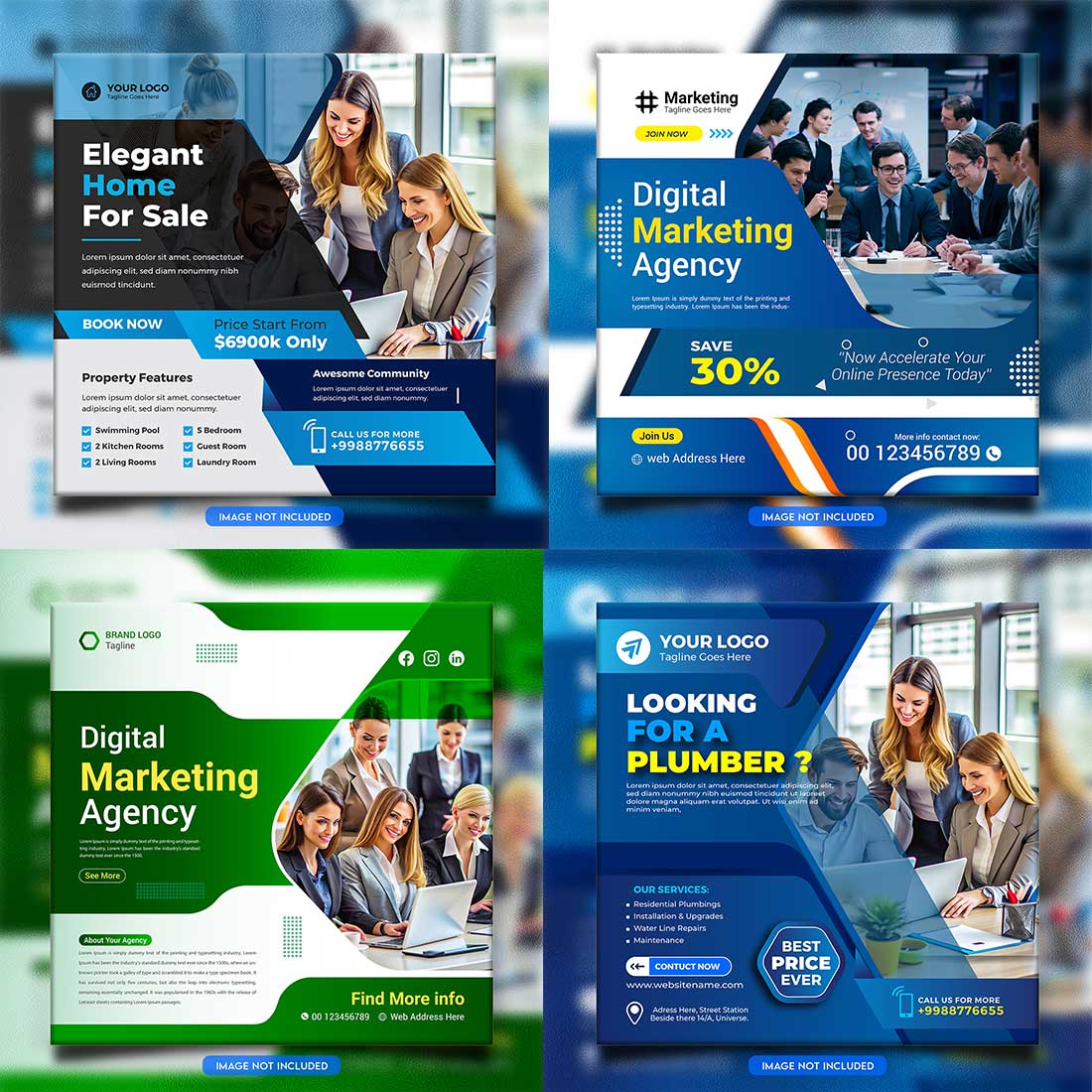 social media banner or post template bundles fully editable preview image.