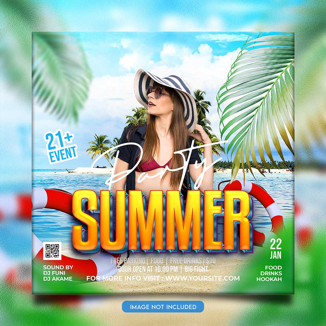 Premium Bundle Night dj party club flyer social media and Instagram post template preview image.