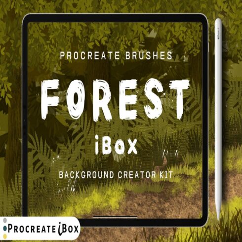 Procreate brushes forest iBox background creator kit cover image.