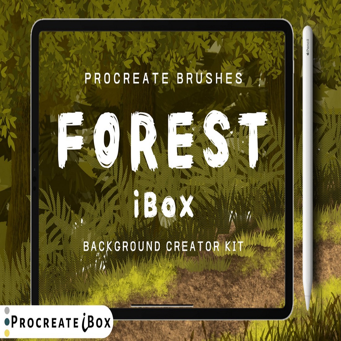 Procreate brushes forest iBox background creator kit preview image.