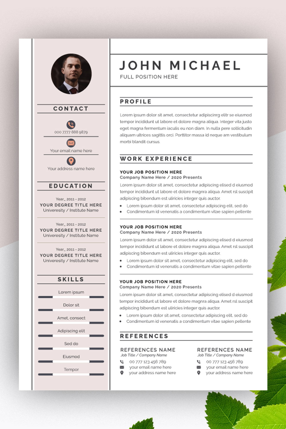 Simple and Elegant Resume Layout pinterest preview image.