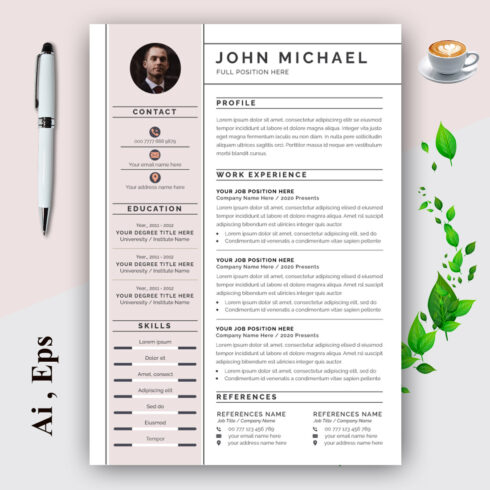 Simple and Elegant Resume Layout cover image.