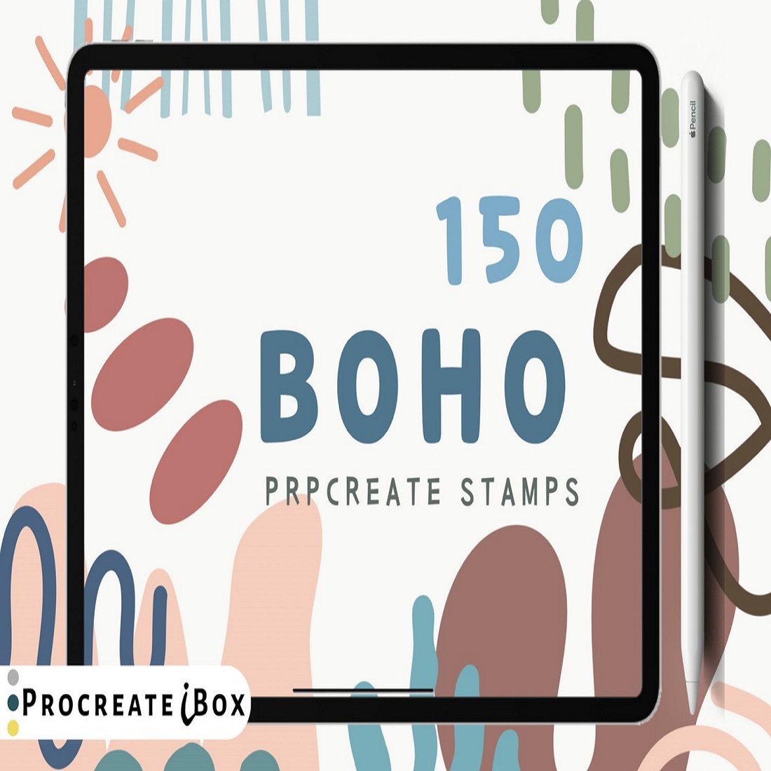 Procreate boho stamps simple shape boho stamps preview image.