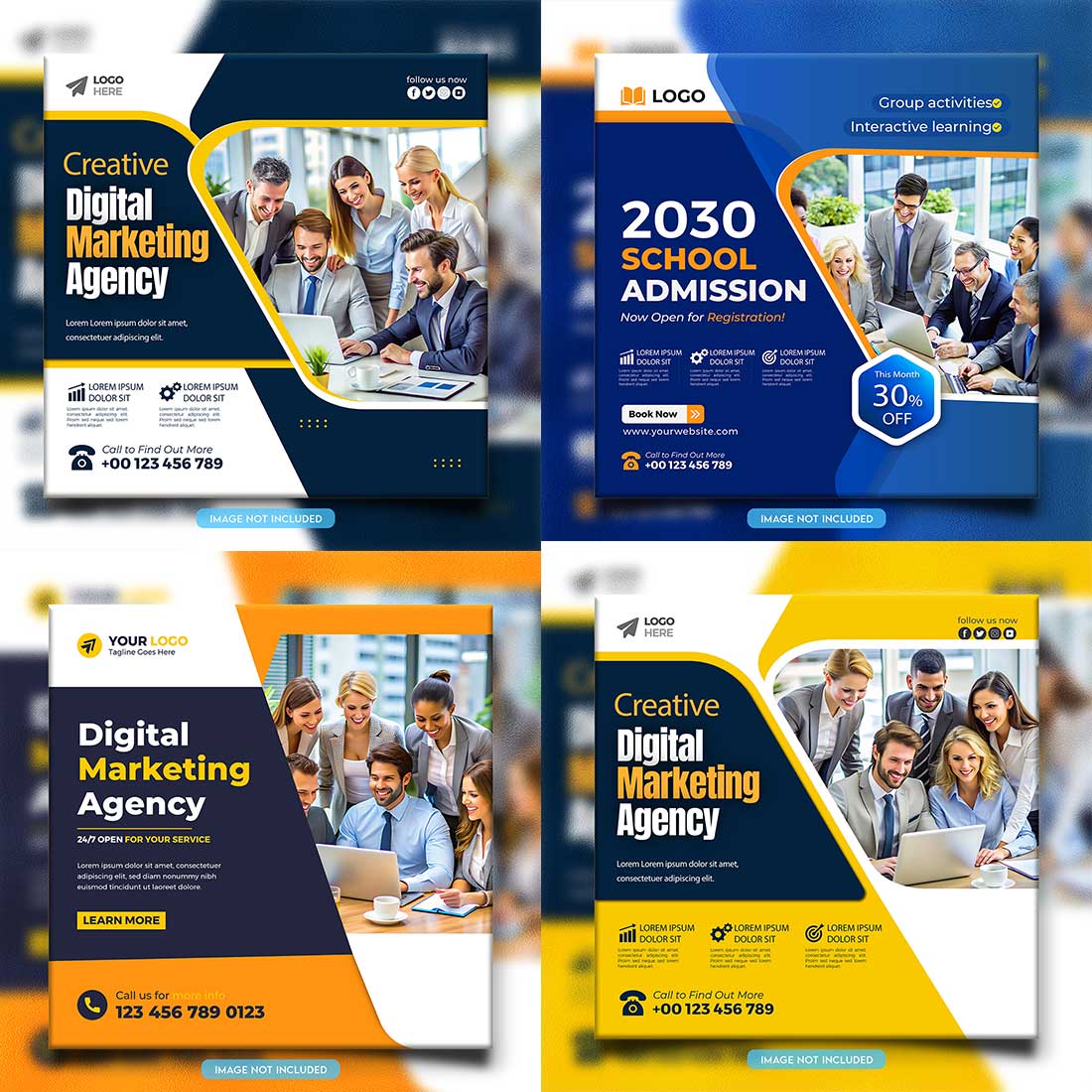 social media banner or post template bundles fully editable preview image.