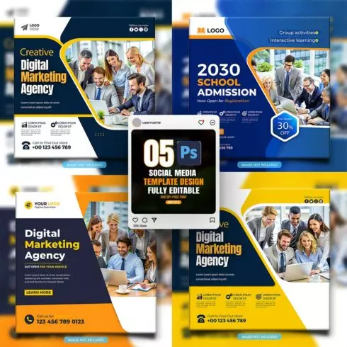 social media banner or post template bundles fully editable cover image.
