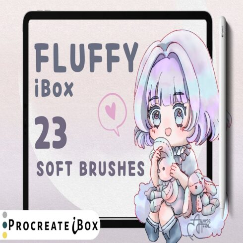 Procreate brushes Fluffly iBox 23 soft brushes cover image.
