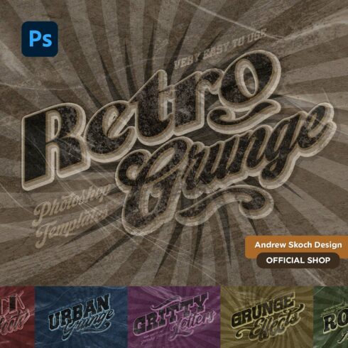 Retro Grunge Text Effects cover image.