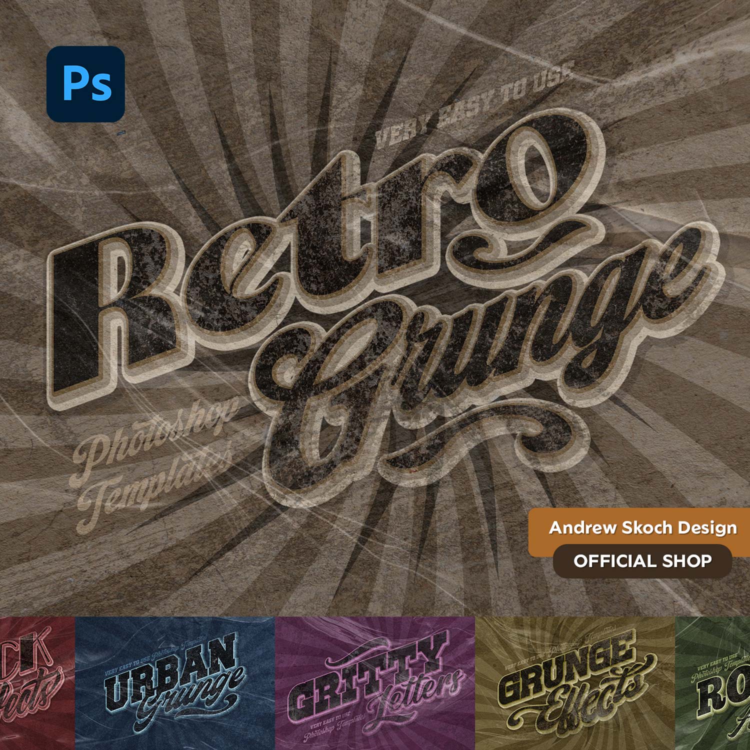 Retro Grunge Text Effects cover image.
