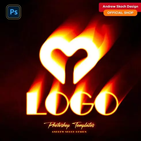 Flaming Logo Photoshop Mockup cover image.