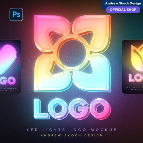 LED Logo Photoshop Mockup cover image.
