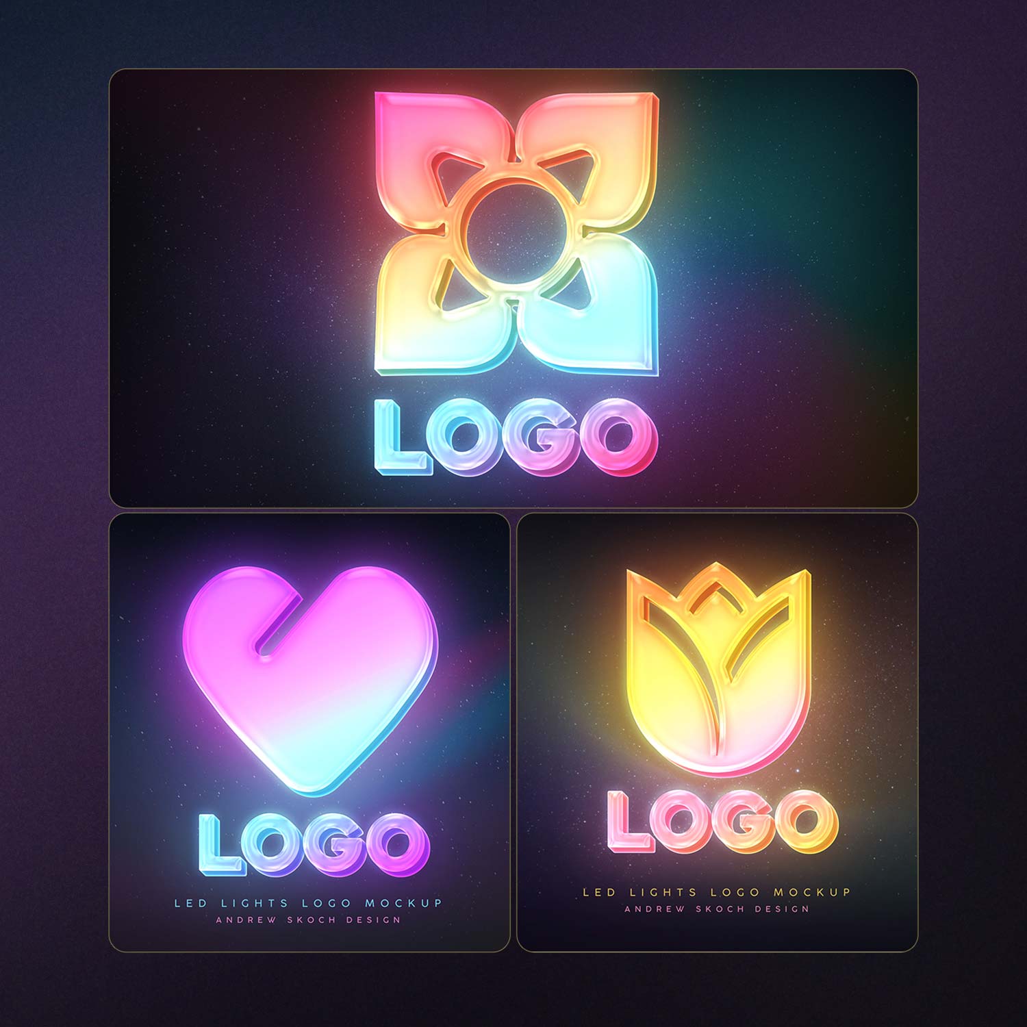 LED Logo Photoshop Mockup preview image.