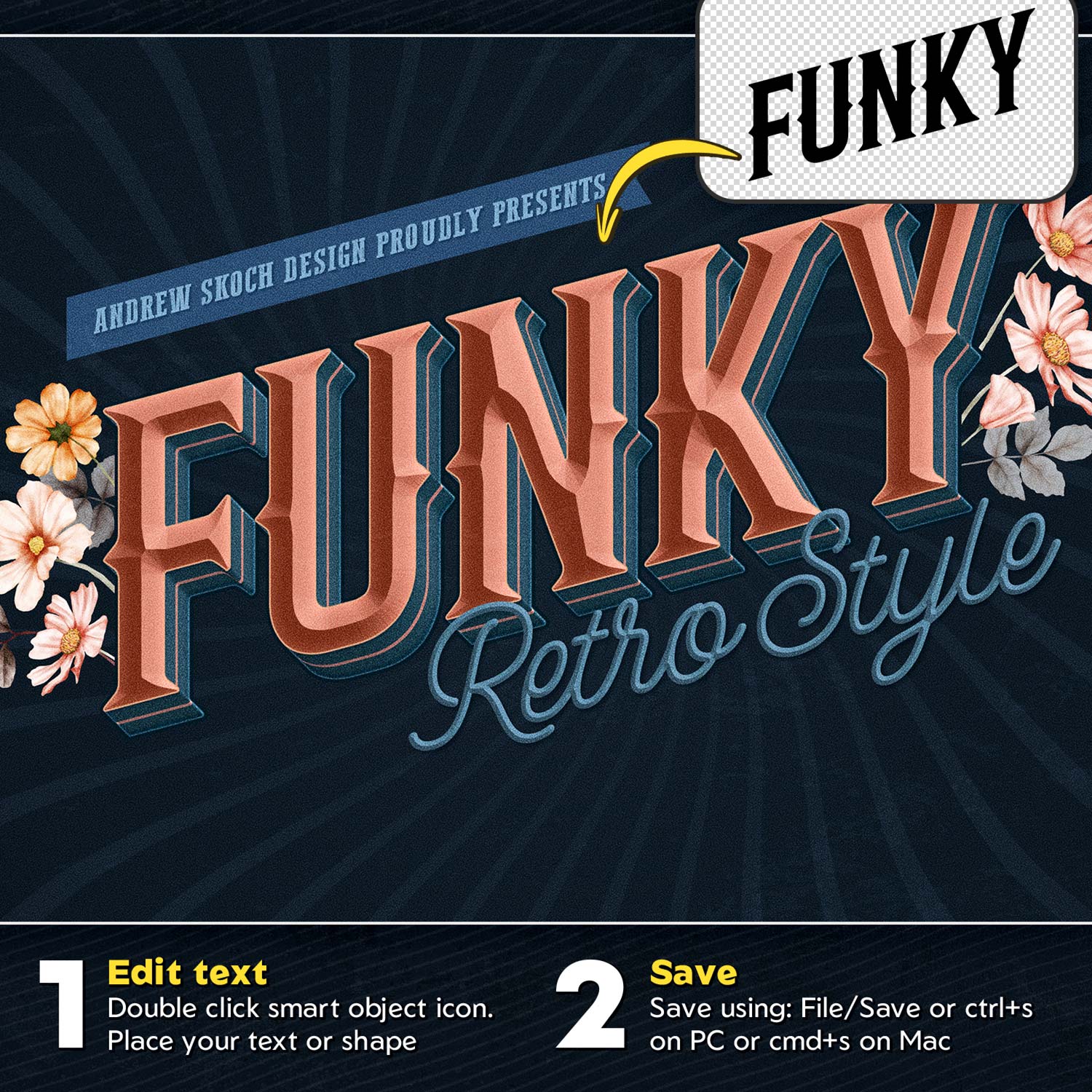 Retro Lettering Text Effect preview image.