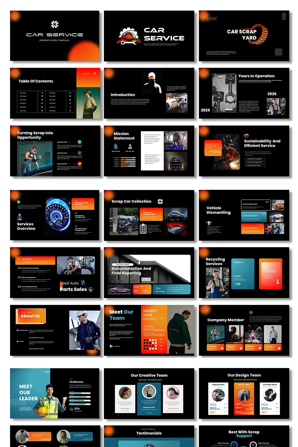 Car Scrap Yard PowerPoint Templates pinterest preview image.