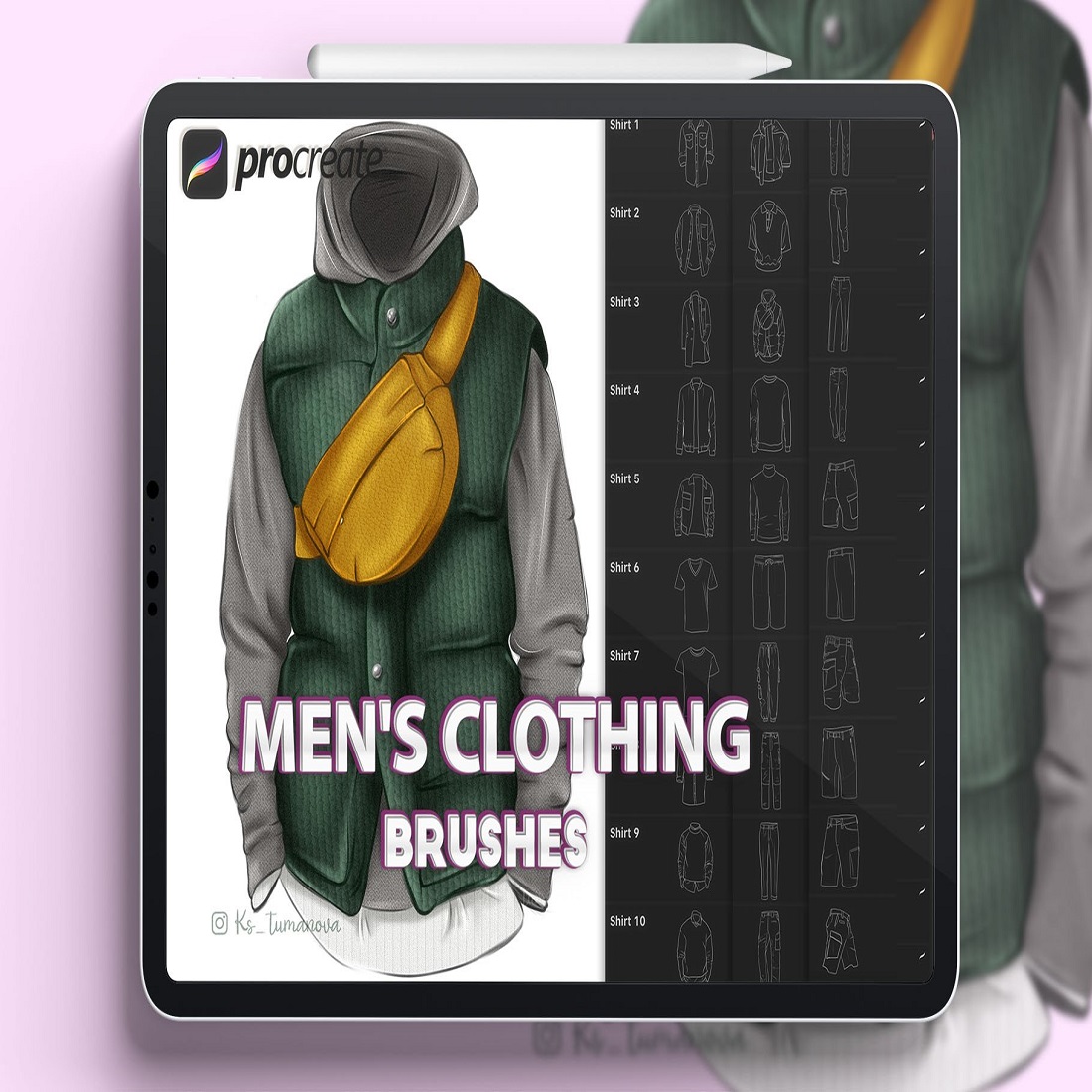 Procreate clothing brushes Procreate clothes for men cover image.