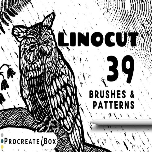 Procreate linocut brushes and patterns ProcreateiBox cover image.