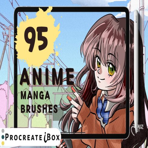95 Anime & Manga Procreate brushes cover image.