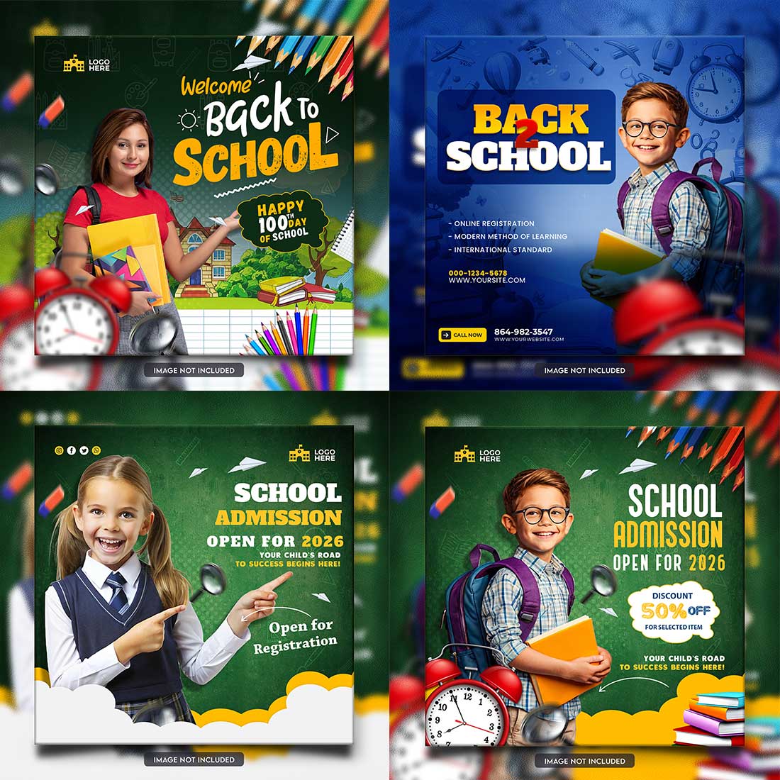 10 social media banner or post template bundles fully editable preview image.