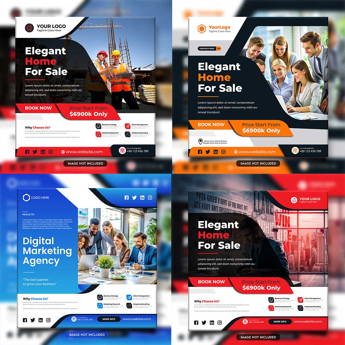 social media banner or post template bundles fully editable preview image.