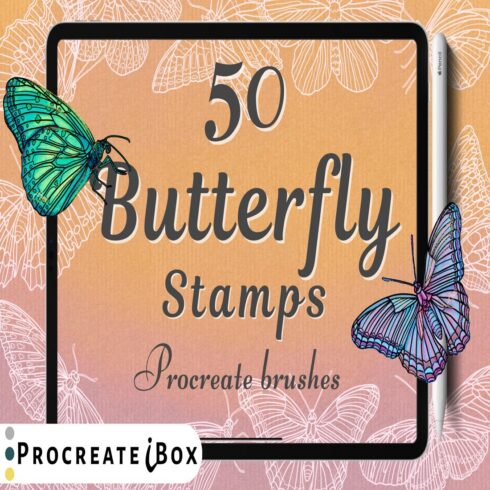 Butterfly iBox Procreate stamps brushes cover image.
