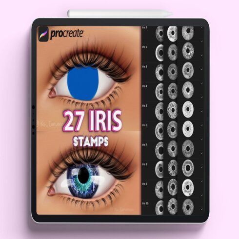 Procreate realistic iris stamps cover image.