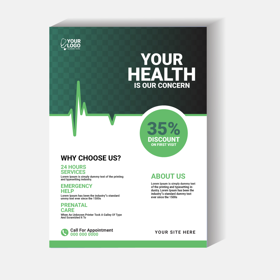 Medical Clinic Flyer Template | Healthcare & Doctor Appointment Design ( EPS, JPEG ) preview image.
