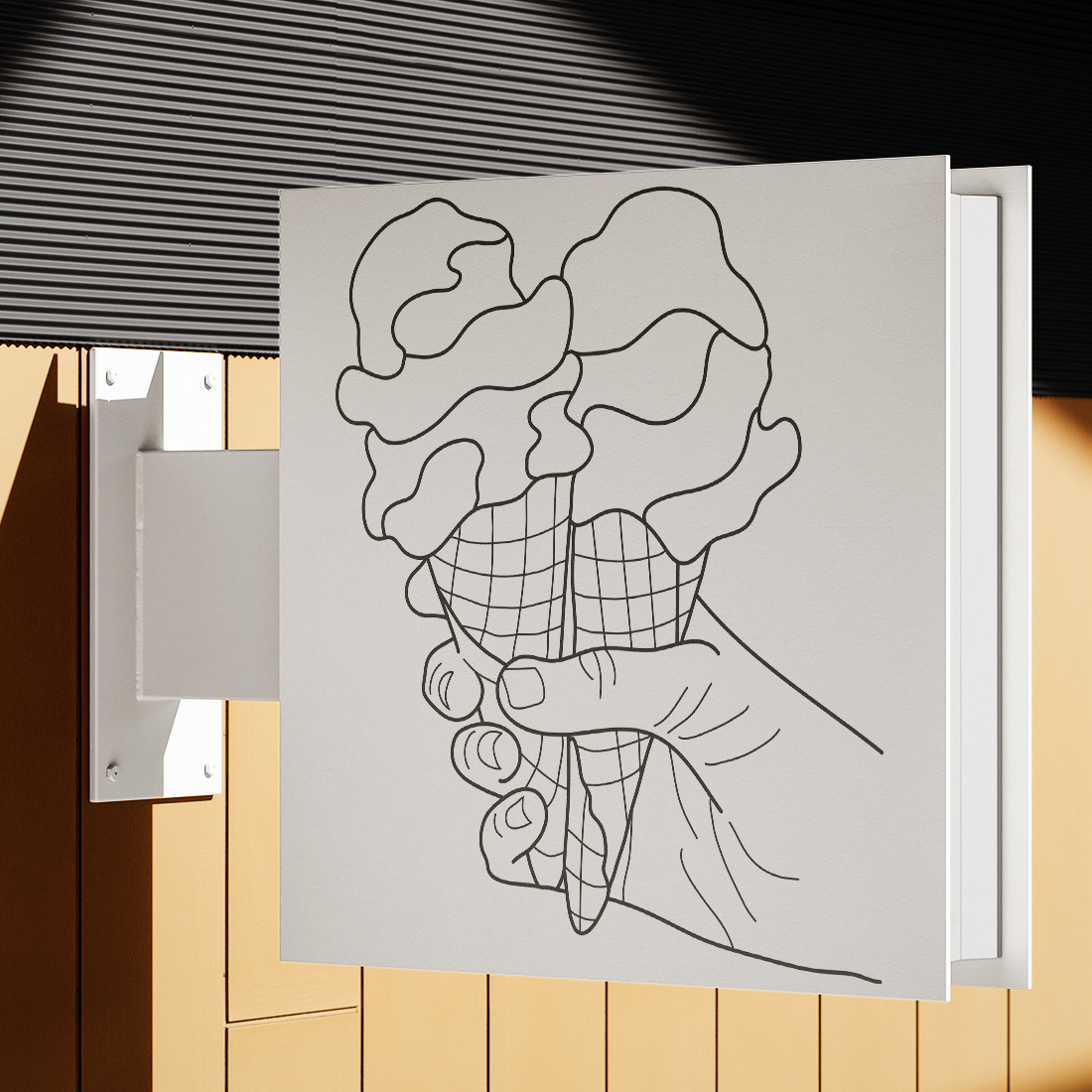 Line Art Ice Cream Vector Illustrations – Summer Minimalist Set of 4 preview image.
