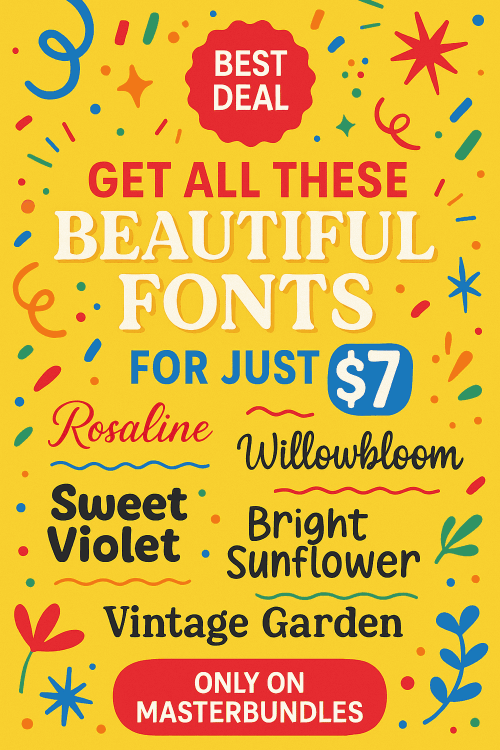 Stylish & Decorative Fonts for Designers pinterest preview image.