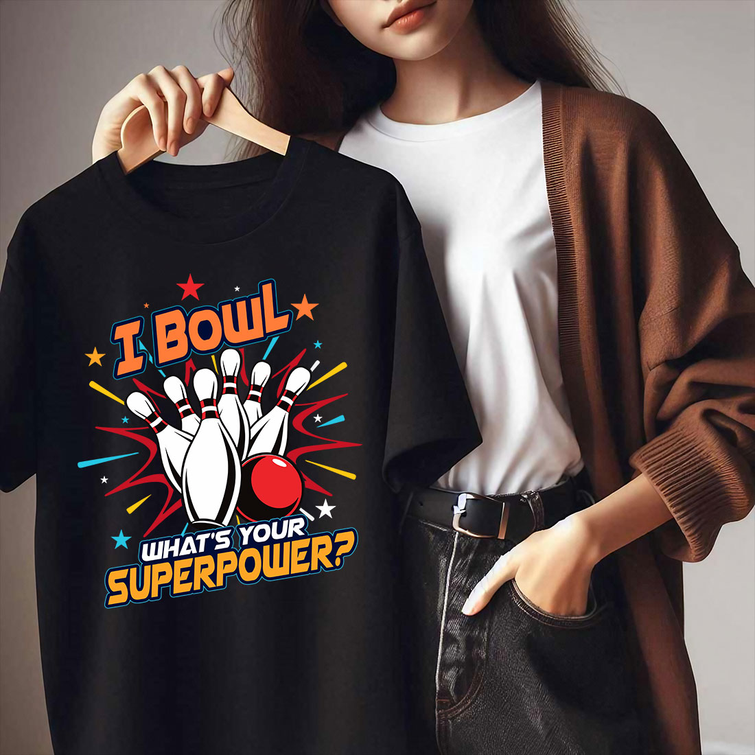 10 Bowling typography t shirt design preview image.