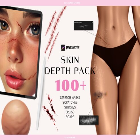 Skin Imperfections Procreate brushes Skin texture brush cover image.