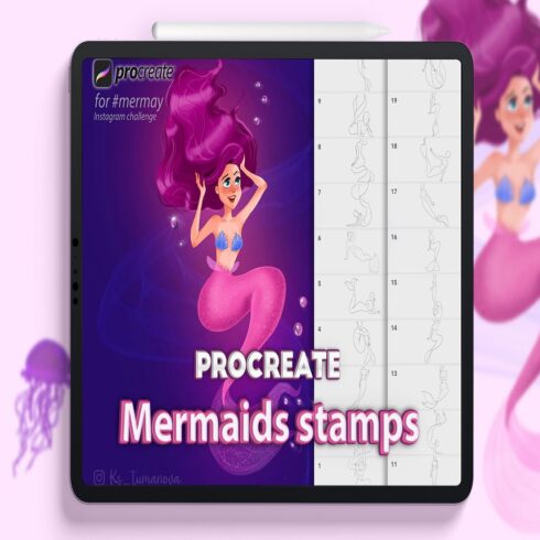 Procreate mermaids brushes cover image.