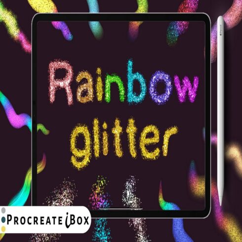 Rainbow Gold glitter procreate brushes cover image.