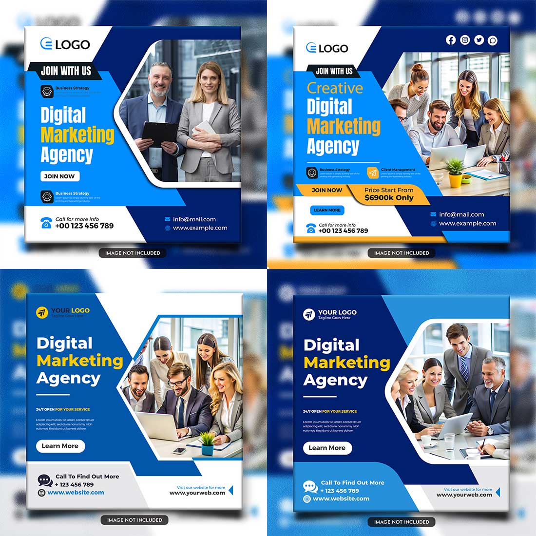social media banner or post template bundles fully editable preview image.