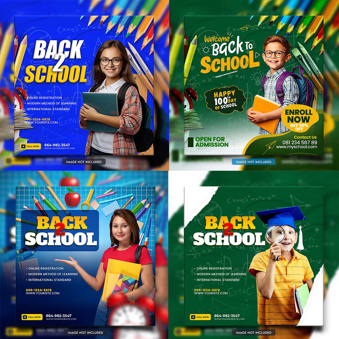 10 social media banner or post template bundles fully editable preview image.