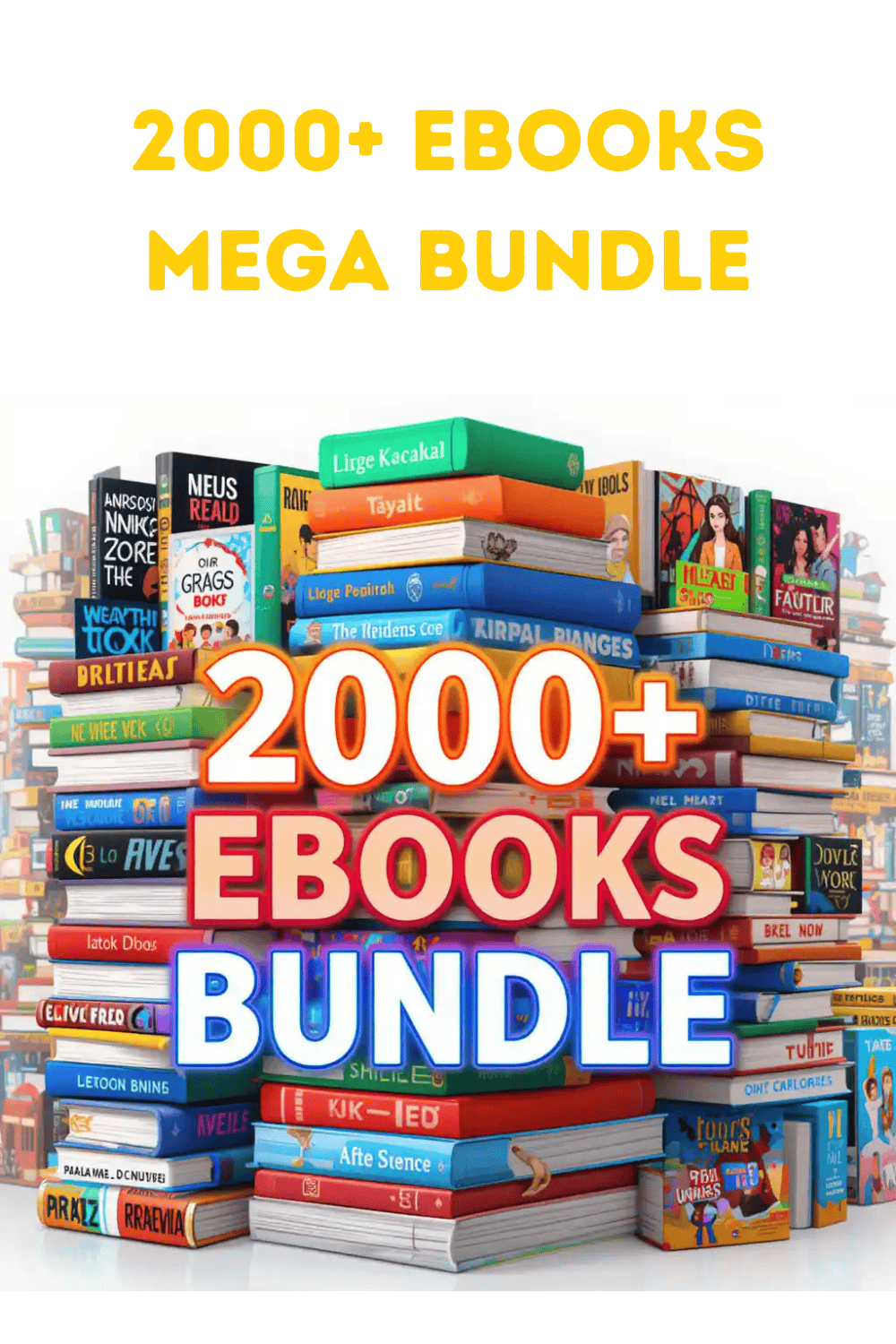 2000+ eBooks Mega Bundle – All Categories | Resell Rights | PDF + EPUB pinterest preview image.