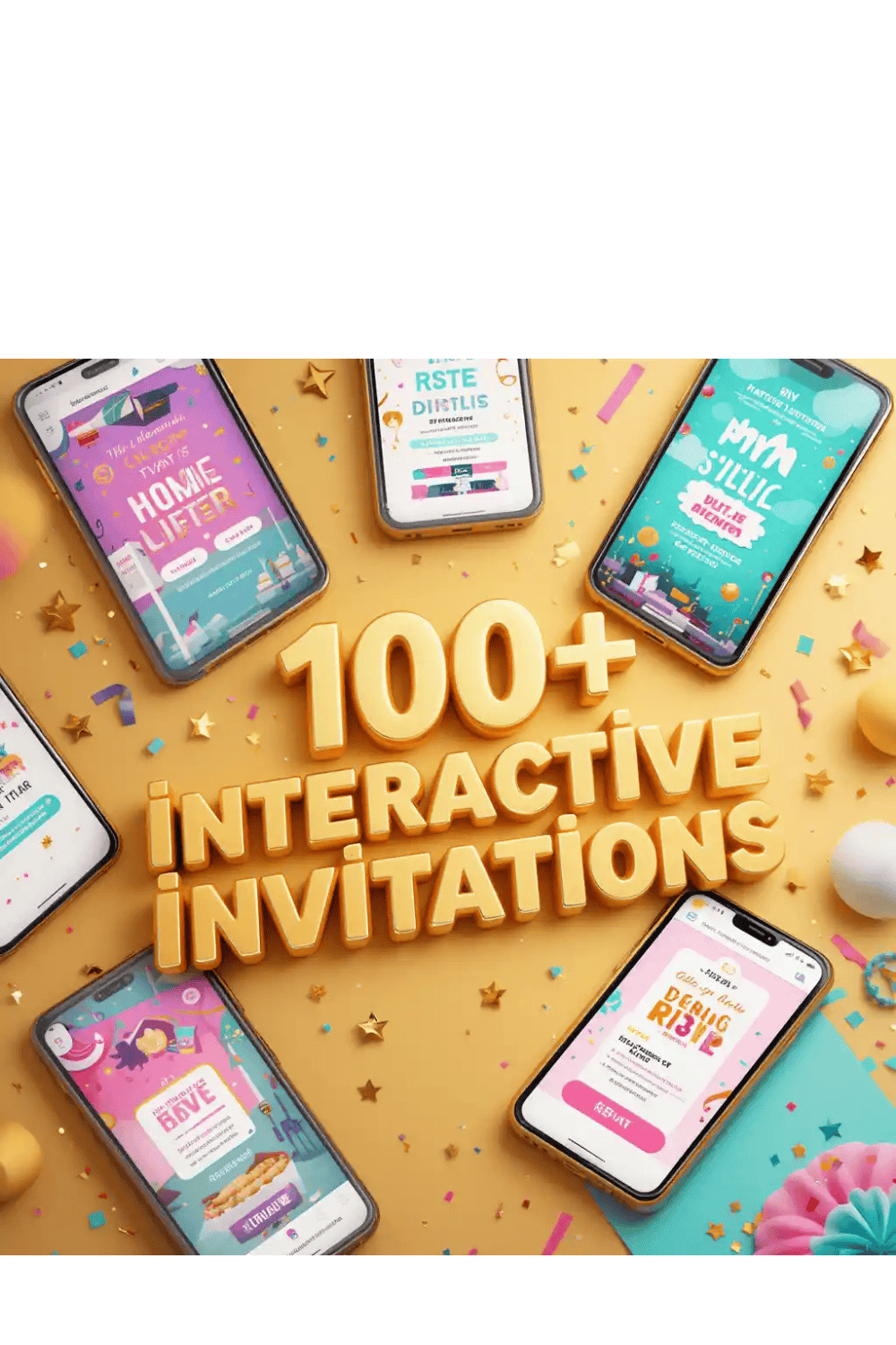 100+ Interactive Invitations – Animated, Clickable & Editable Templates pinterest preview image.
