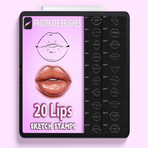 Procreate female lips brushes cover image.