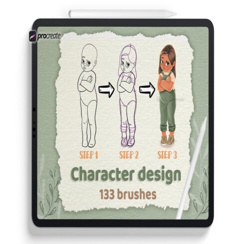 Procreate brushes for Character Design cover image.