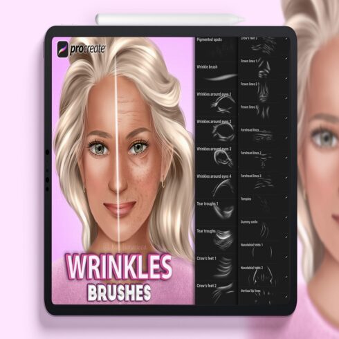 Procreate wrinkles stamps Procreate old skin brushes cover image.