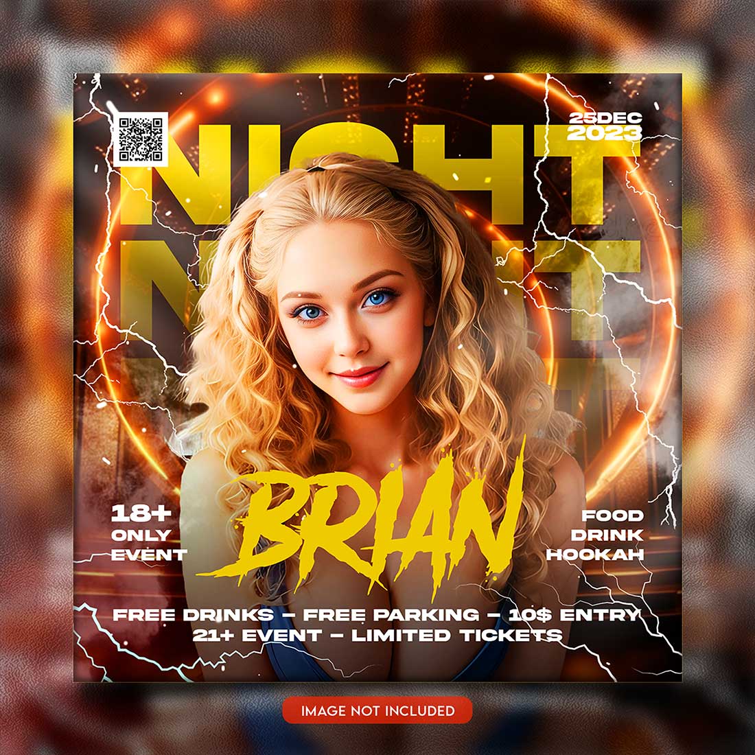 Premium Bundle Night dj party club flyer social media and Instagram post template preview image.