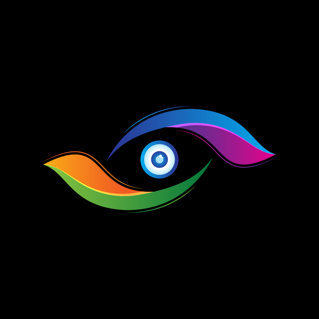 Abstract colorful Eye vision logo design, Vector illustration preview image.