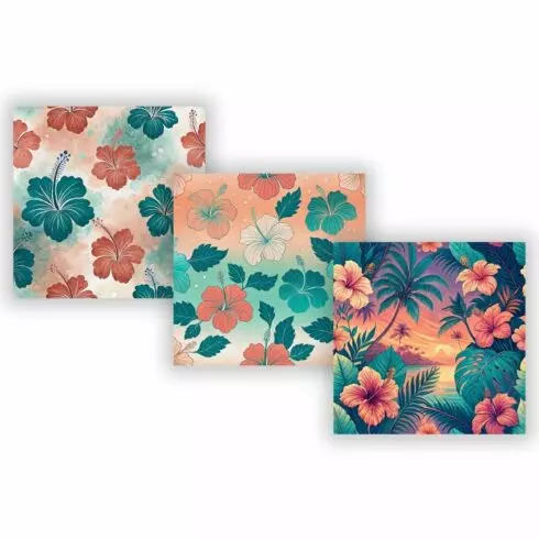 Tropical Hibiscus Bliss Seamless Pattern – Coral & Teal Watercolor Florals cover image.