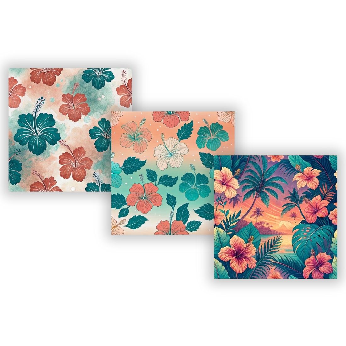 Tropical Hibiscus Bliss Seamless Pattern – Coral & Teal Watercolor Florals cover image.