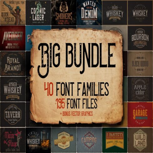 Vintage Fonts Bundle cover image.