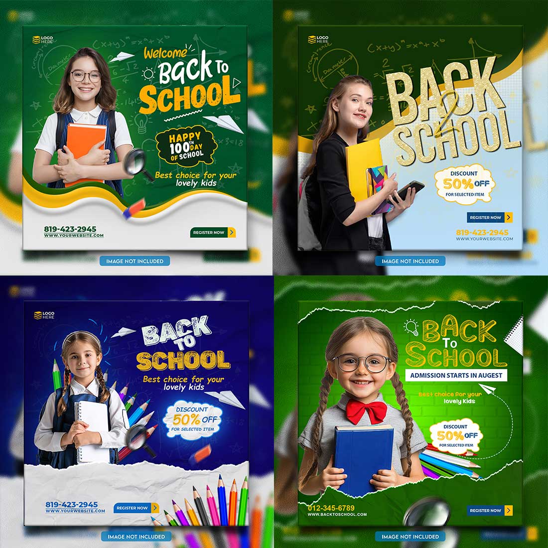 10 social media banner or post template bundles fully editable preview image.
