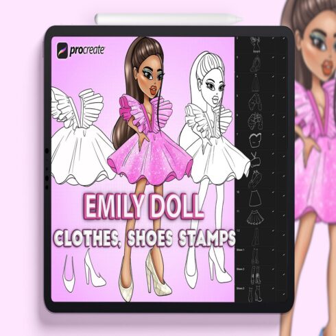Procreate clothes brushes Emily doll cover image.