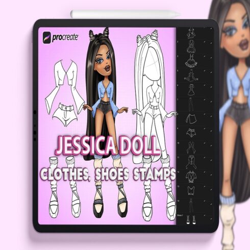 Procreate clothes brushes Jessica doll cover image.