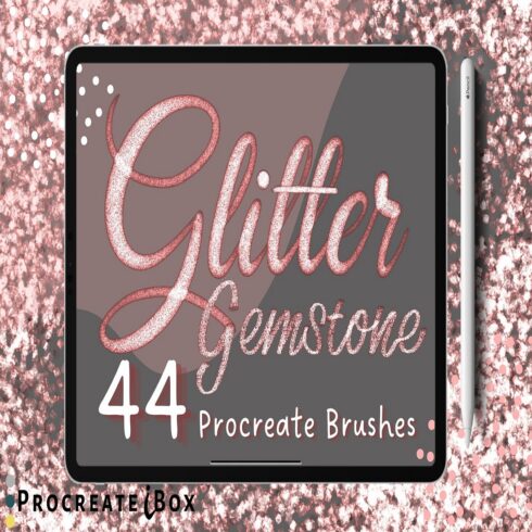 Glitter Procreate Brushes with Rainbow glow cover image.