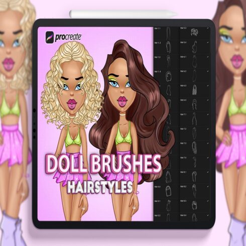 Procreate Hair Brushes for Dolls cover image.
