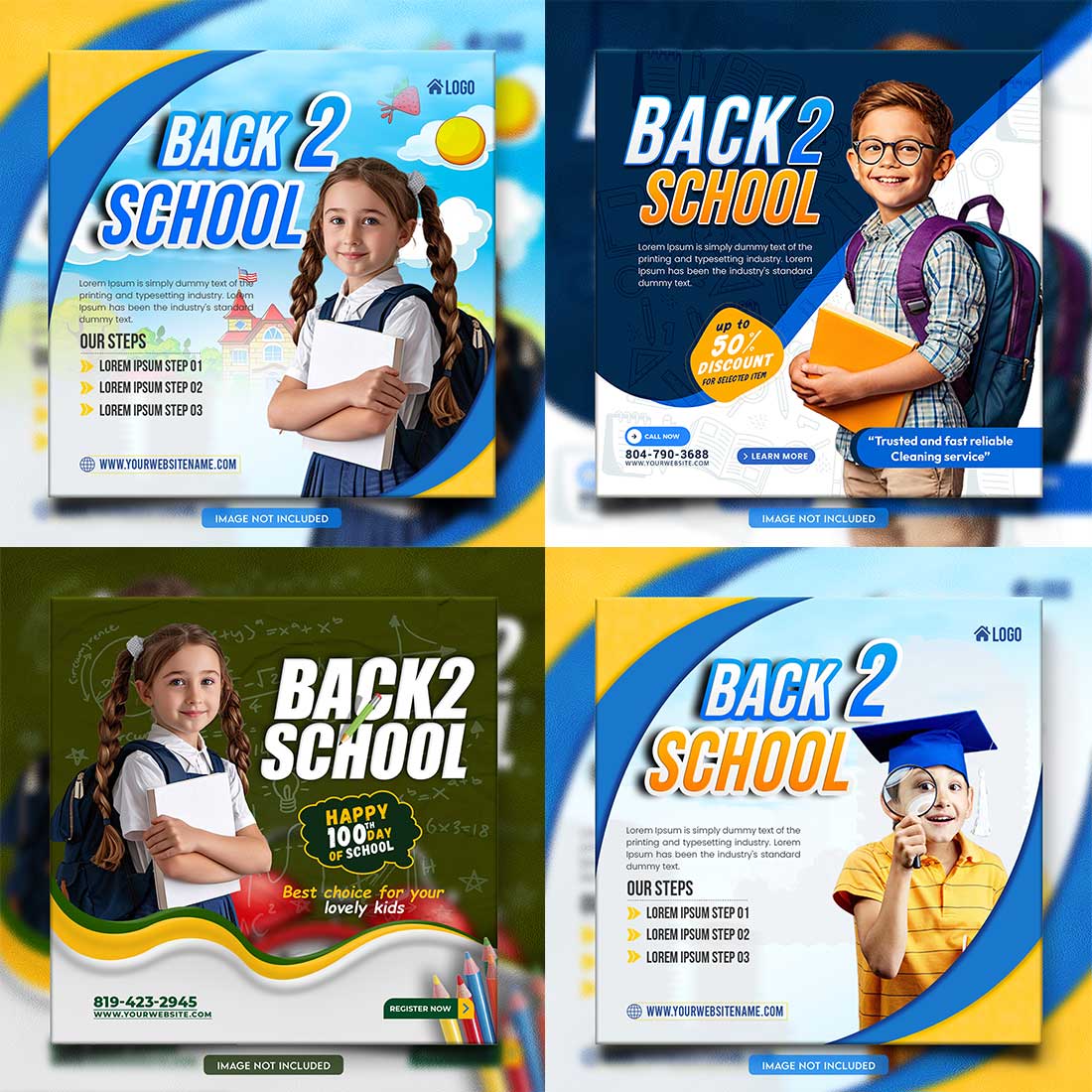 10 social media banner or post template bundles fully editable preview image.
