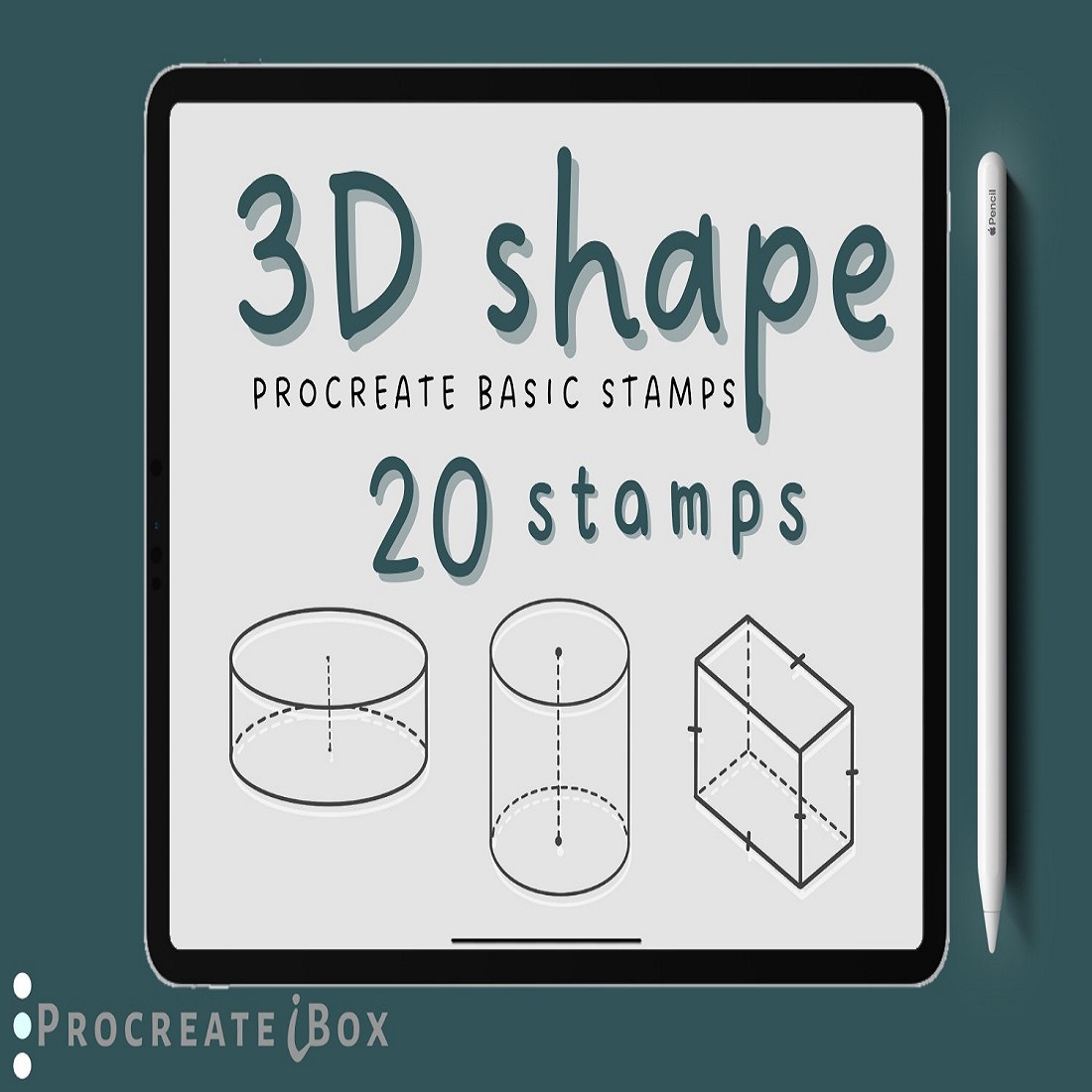 3D Shape stamp brushes for Procreate Procreate iBox cover image.